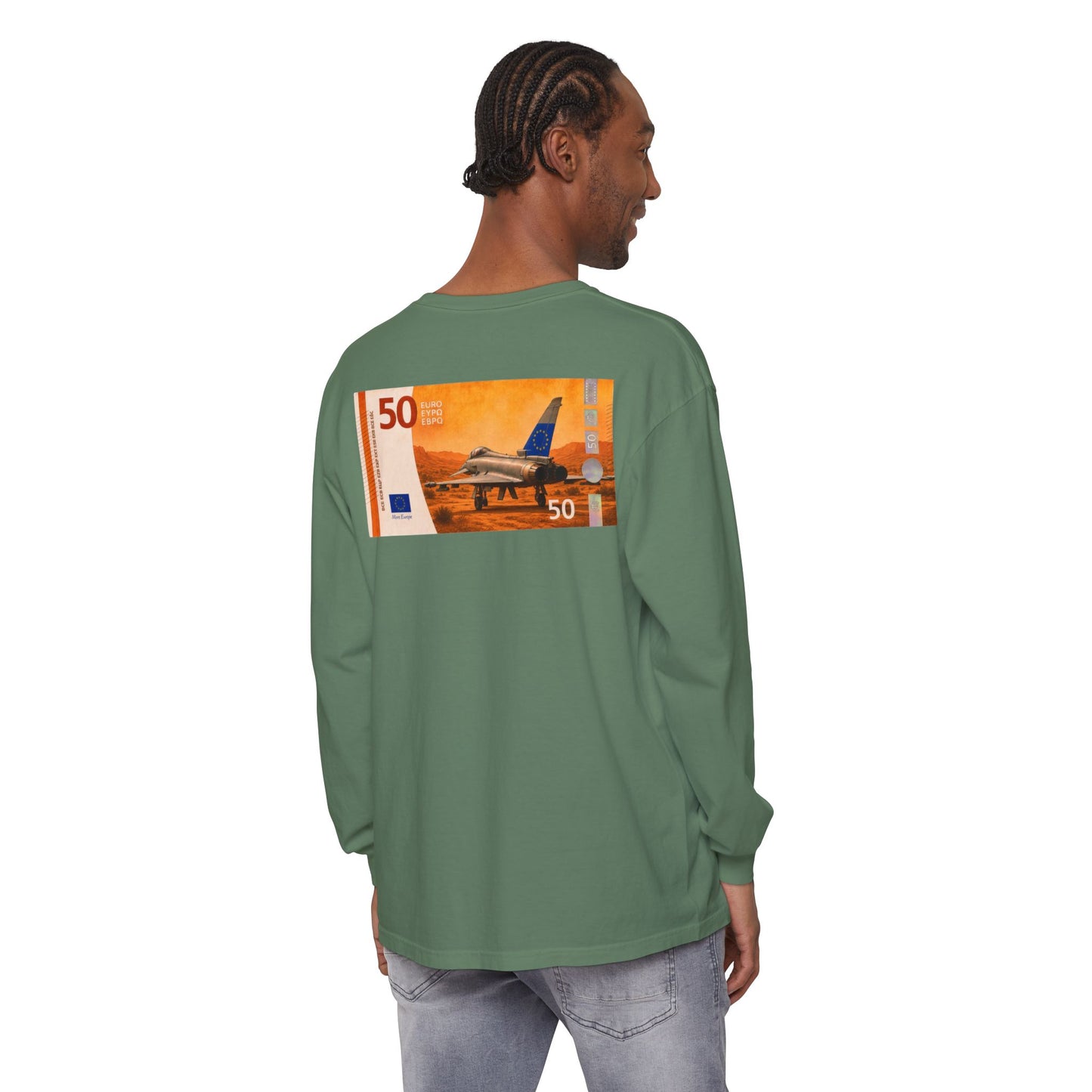 Long Sleeve Tee — More Europe 50euros Back Print