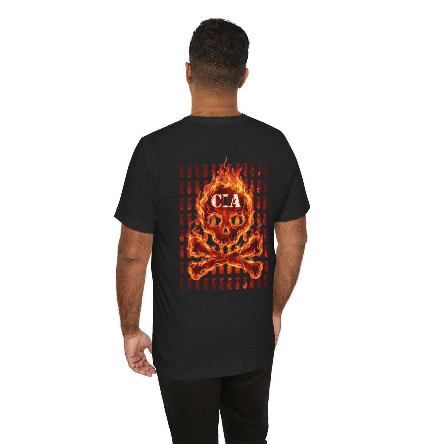 Black Colletion T‑Shirt — FLAMING CIA SKULL