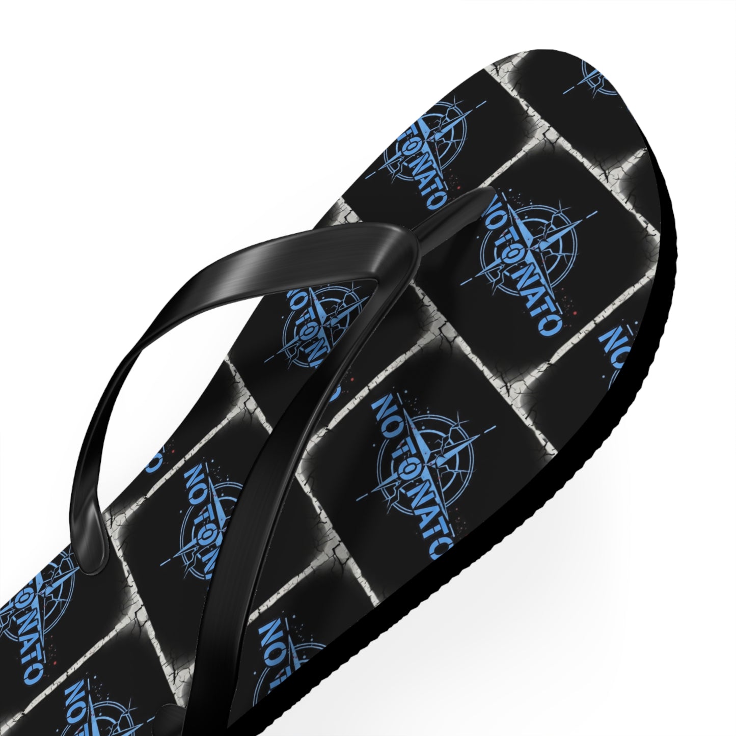 NO TO NATO Flip Flops – Blue Tile Protest