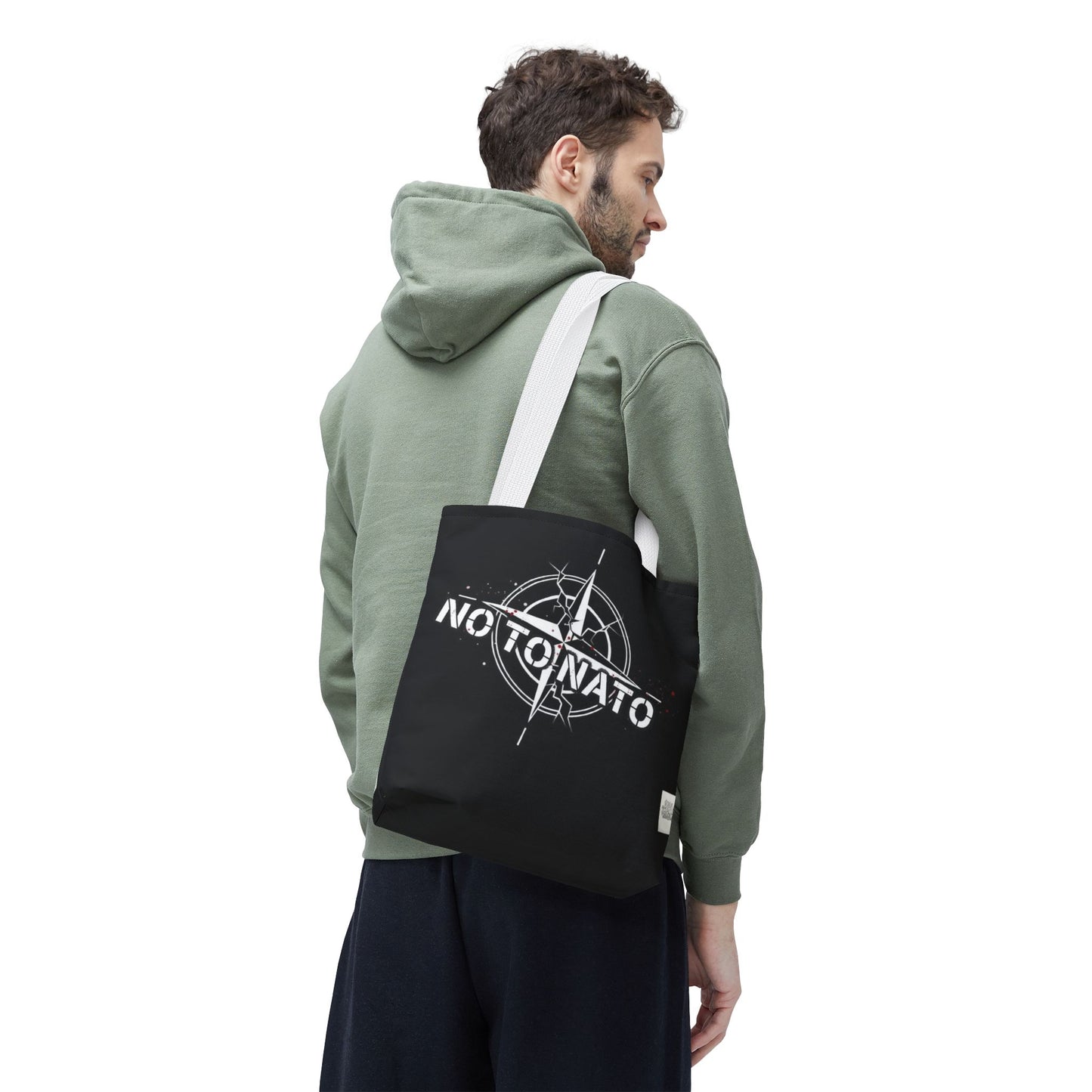 Bolso de mano negro NO A LA OTAN — Anti-OTAN inglés/ruso