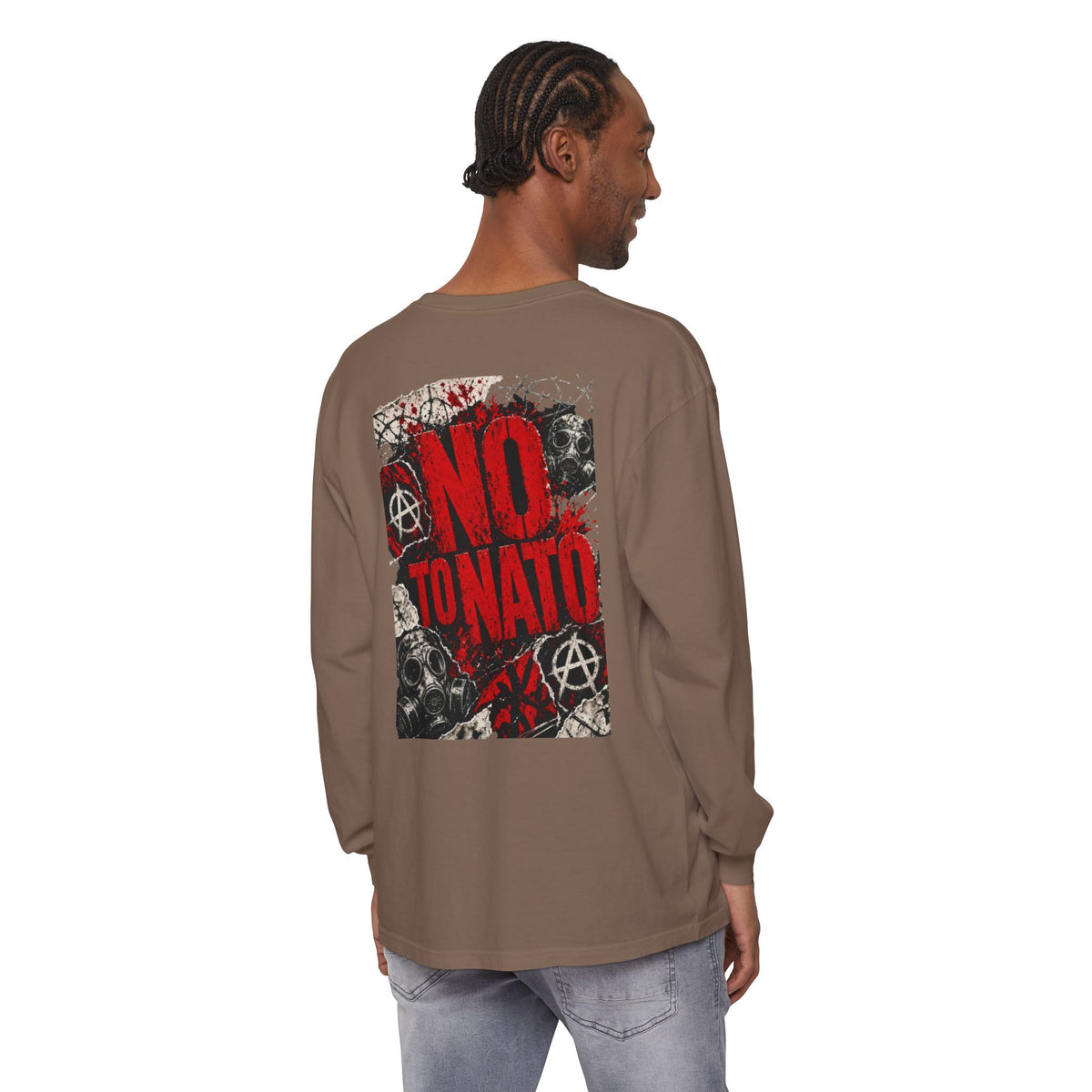 Protest Long Sleeve T‑Shirt — No To NATO Anarchist