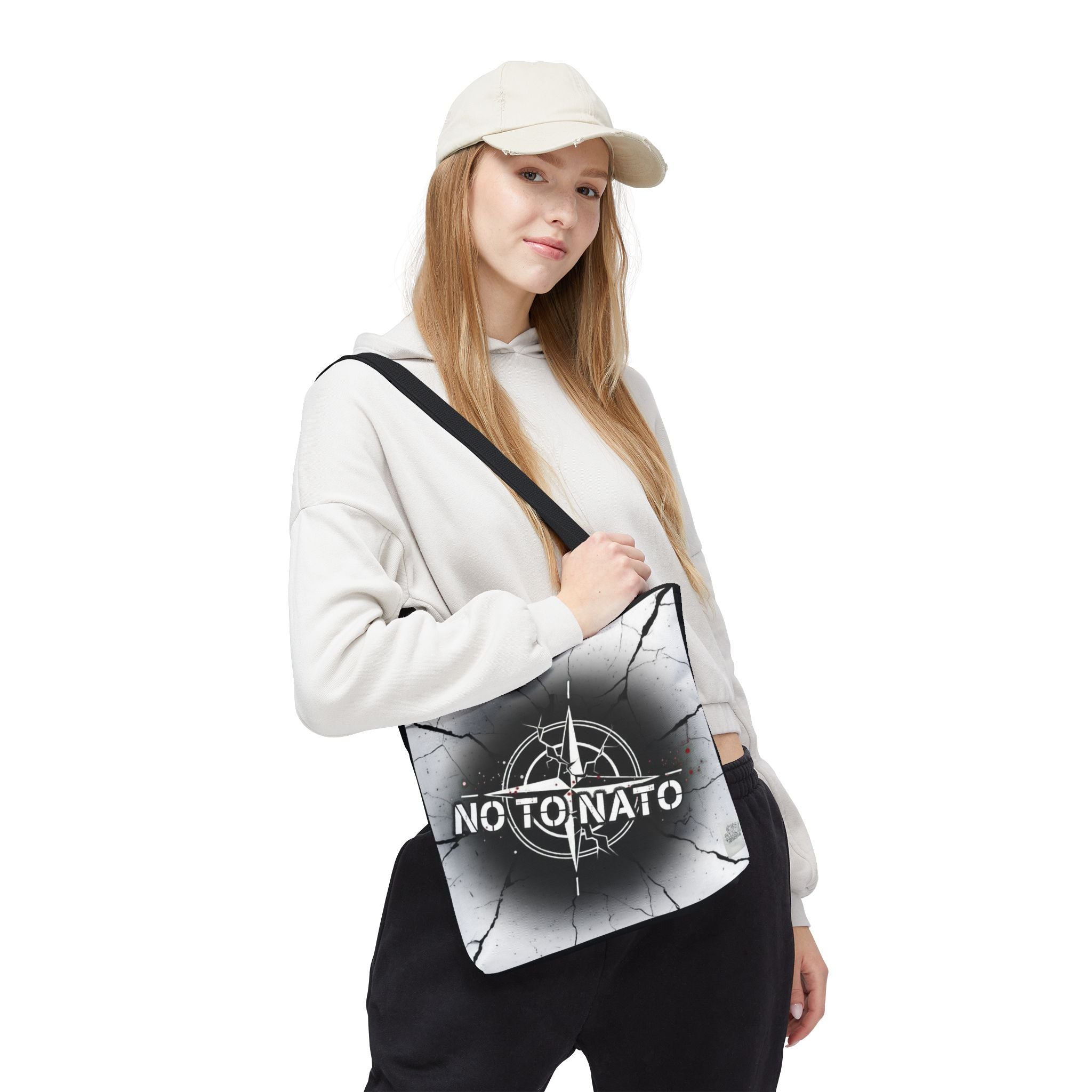 NO TO NATO Black Tote Bag — Anti-NATO English/Russian