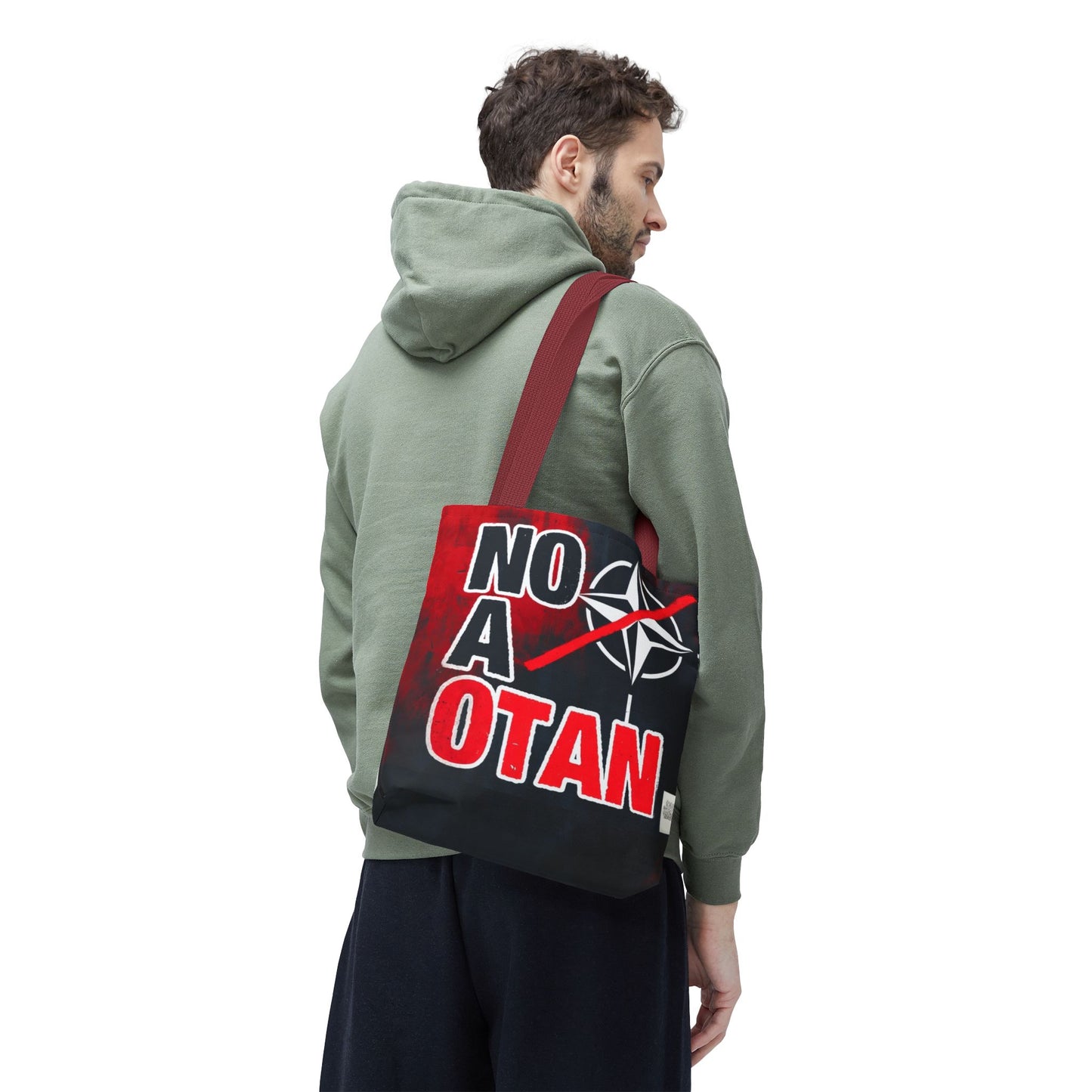 Bolso tote NO A OTAN negro/rojo — Anti-OTAN español/europeo