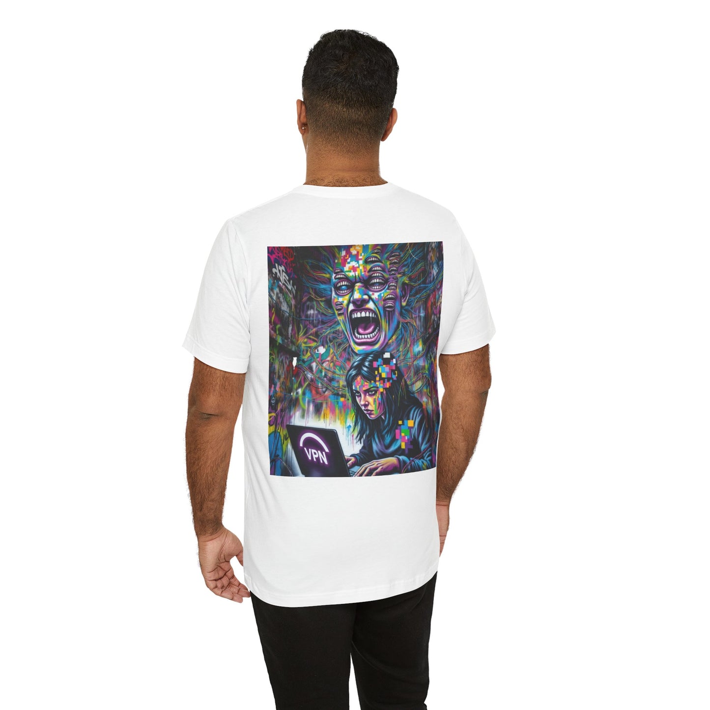 Back Print T‑Shirt —HACKER GIRL/ SIGNAL DROP VPN