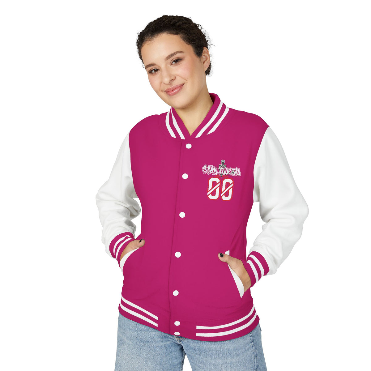 Stay Illegal Varsity Bomber Jacket - Calm Like a Bomb 00 (Plain-Sleeve)