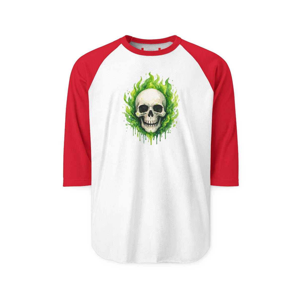 Stay Illegal Raglan 3/4 Sleeve T-Shirt — Green Skull