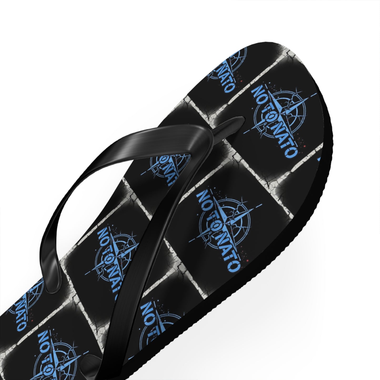 NO TO NATO Flip Flops – Blue Tile Protest