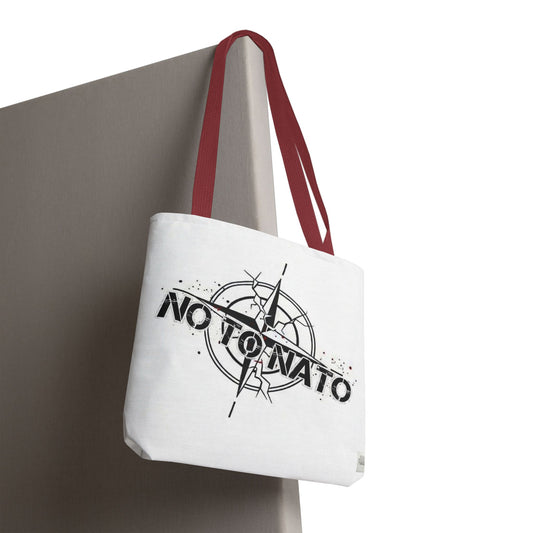 NO TO NATO White Tote Bag — Anti-NATO English/Russian