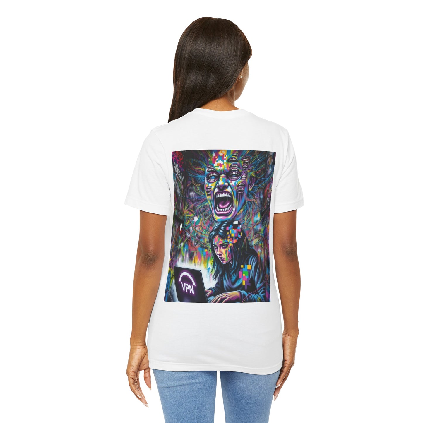 Back Print T‑Shirt —HACKER GIRL/ SIGNAL DROP VPN