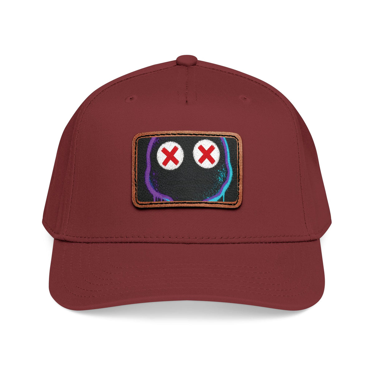 Leather Patch Baseball Cap — Neon Graffiti Face 7