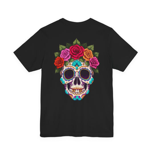 Black Colletion T‑Shirt — Mexican Rose Skull