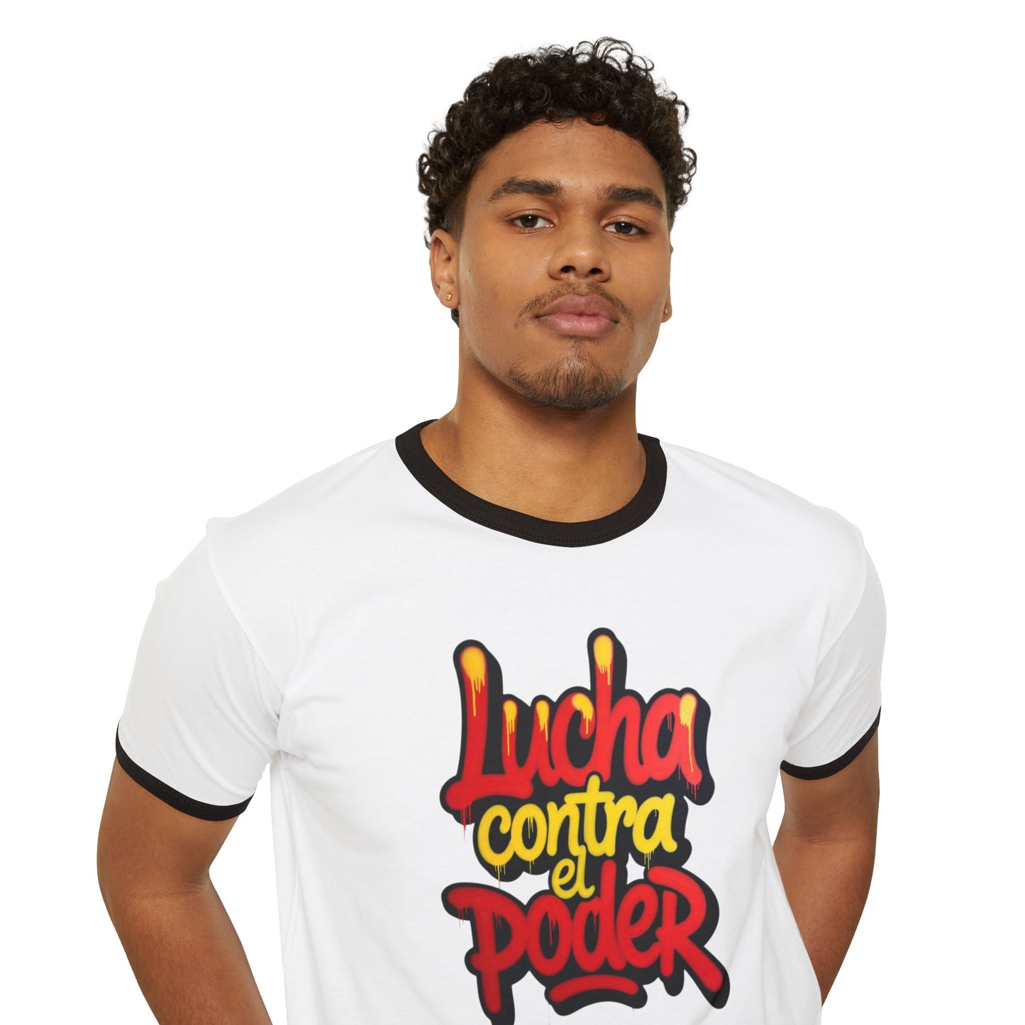 Stay Illegal Ringer T-Shirt — Lucha Contra el Poder/Spanish Protest Tee