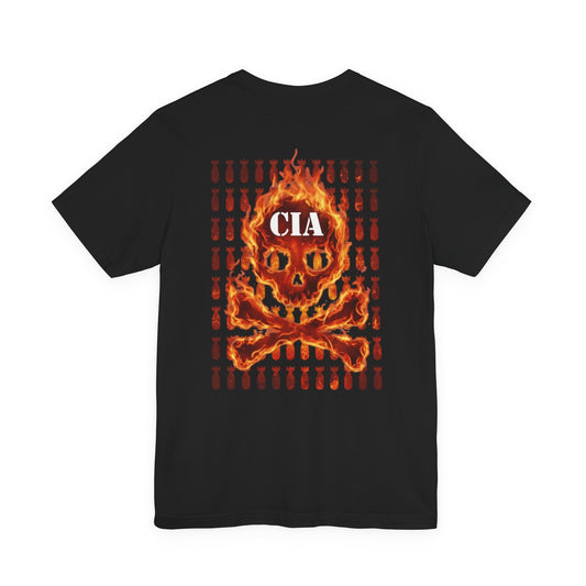 Black Colletion T‑Shirt — FLAMING CIA SKULL