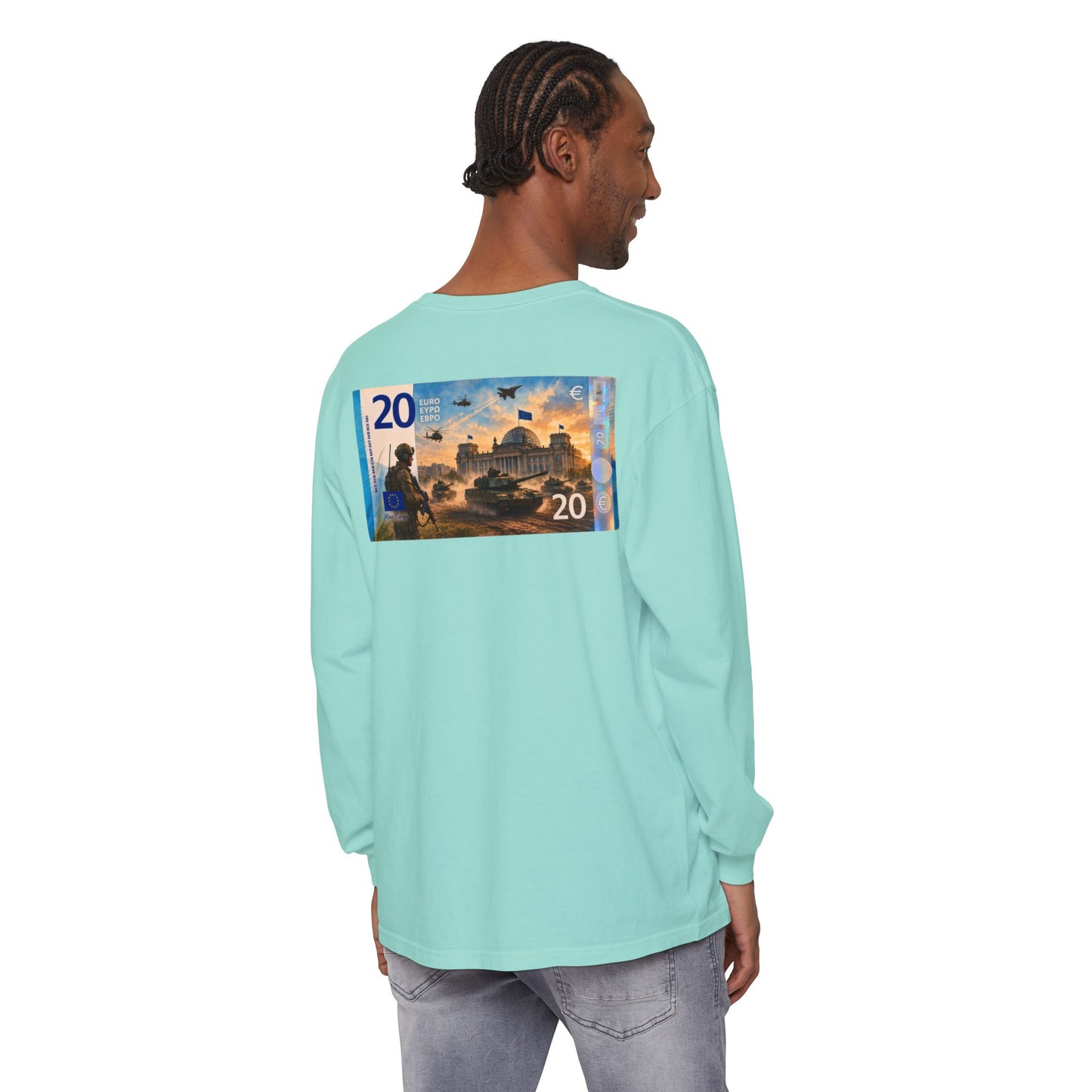 Long Sleeve Tee — More Europe 20euros Back Print