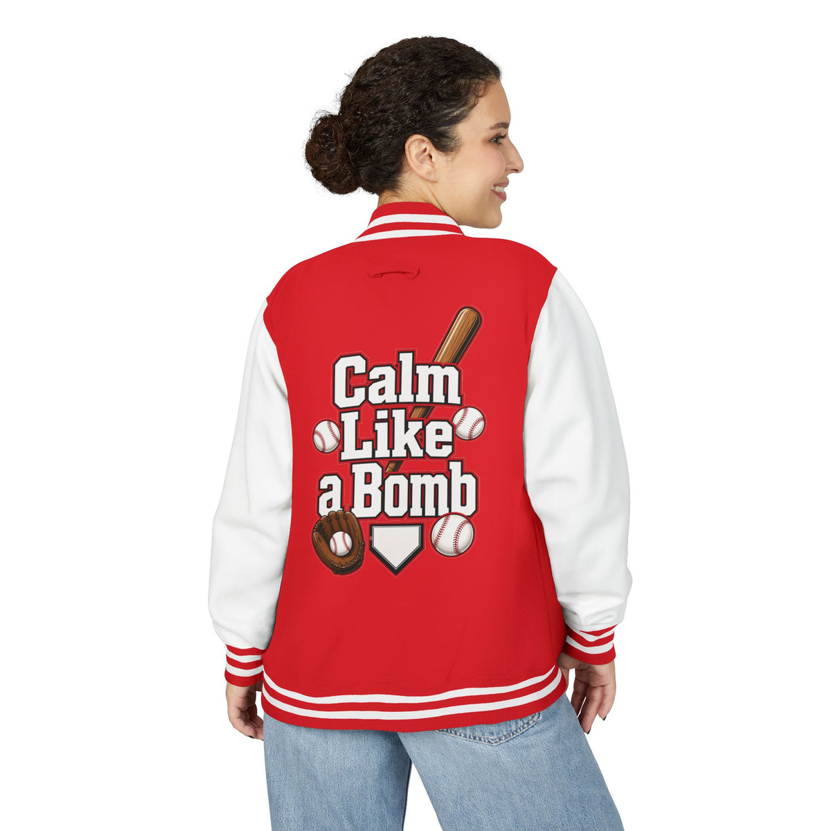 Stay Illegal Varsity Bomber Jacket - Calm Like a Bomb 00 (Plain-Sleeve)