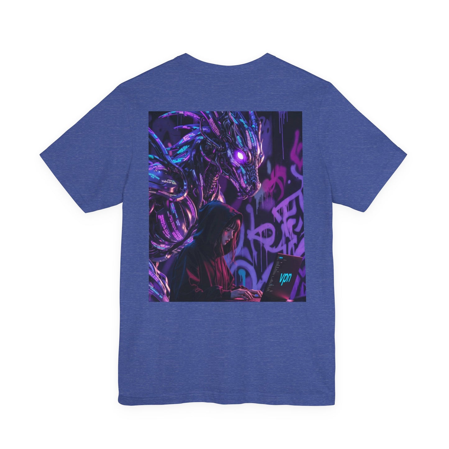 Back Print T‑Shirt — HACKER GIRL/DRAGON WATCHER VPN