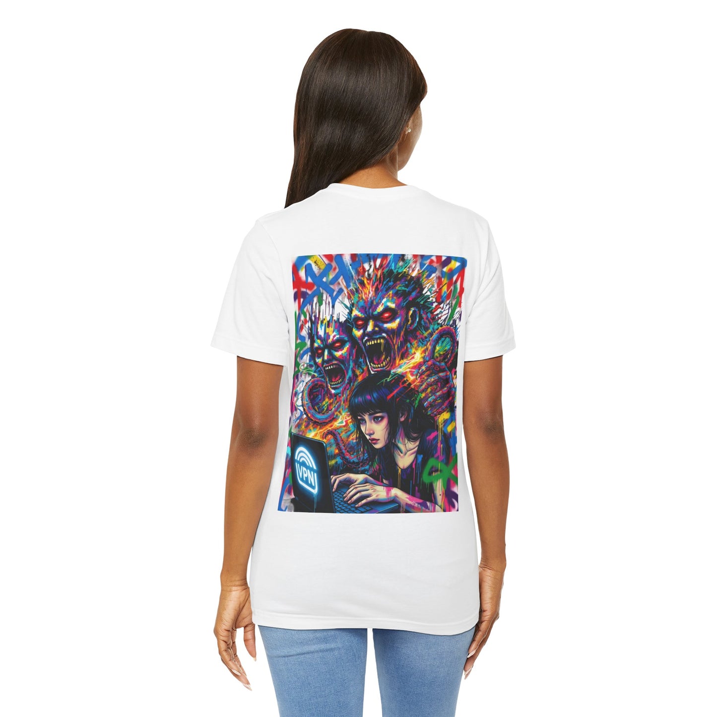 Print T‑Shirt — HACKER GIRL/DIGITAL SCREAM VPN