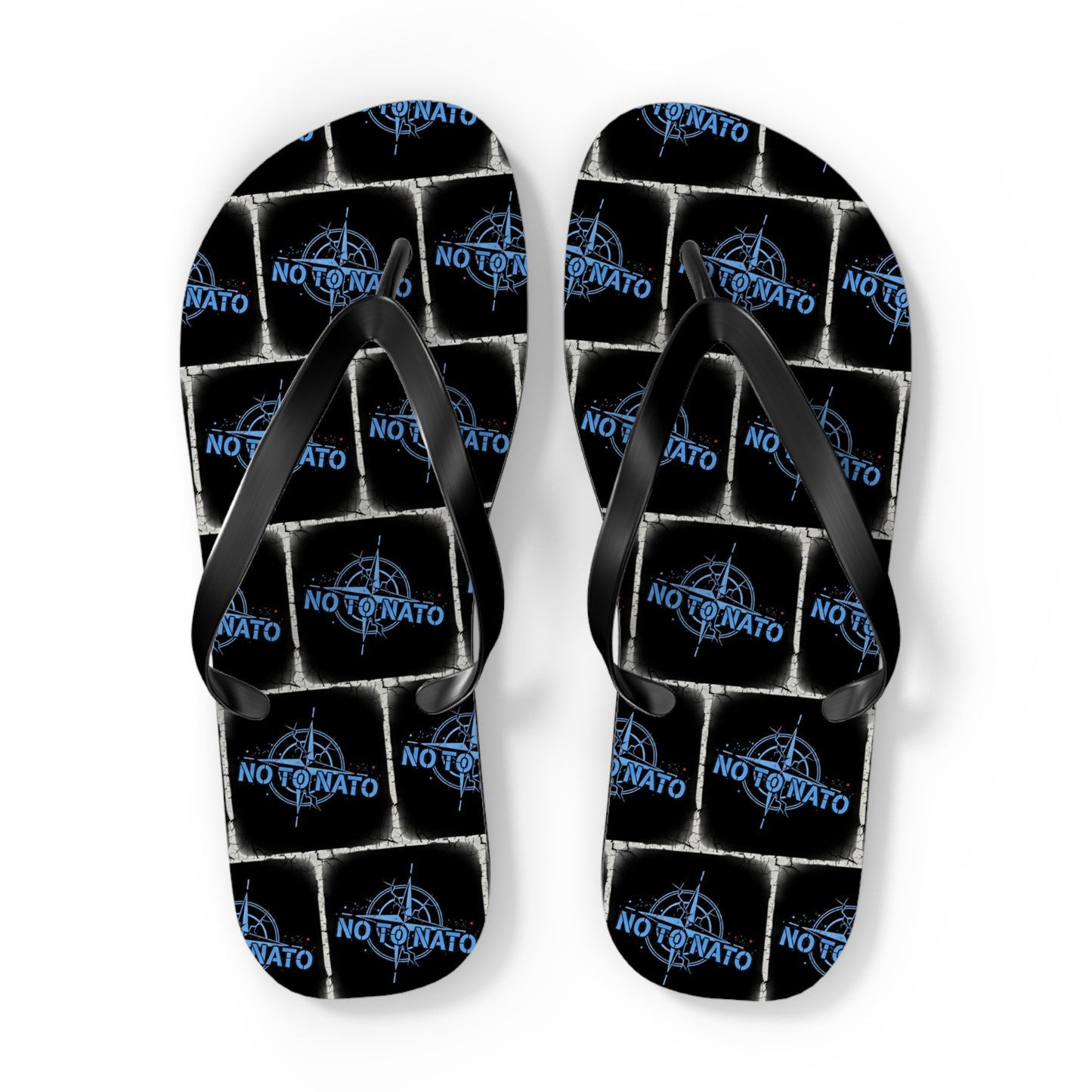 NO TO NATO Flip Flops – Blue Tile Protest