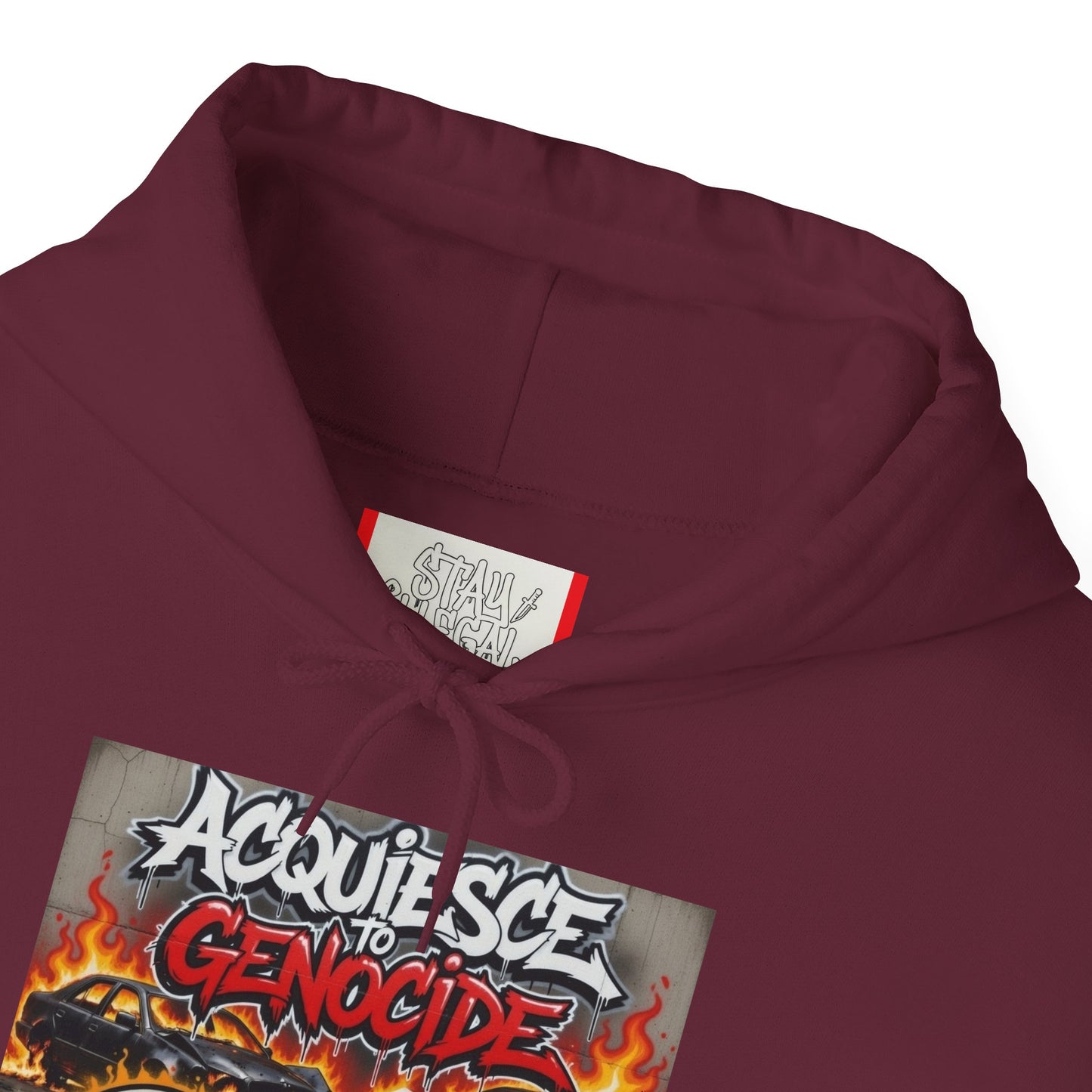 Stay Illegal Graffiti Hoodie - Acquiesce To Genocide