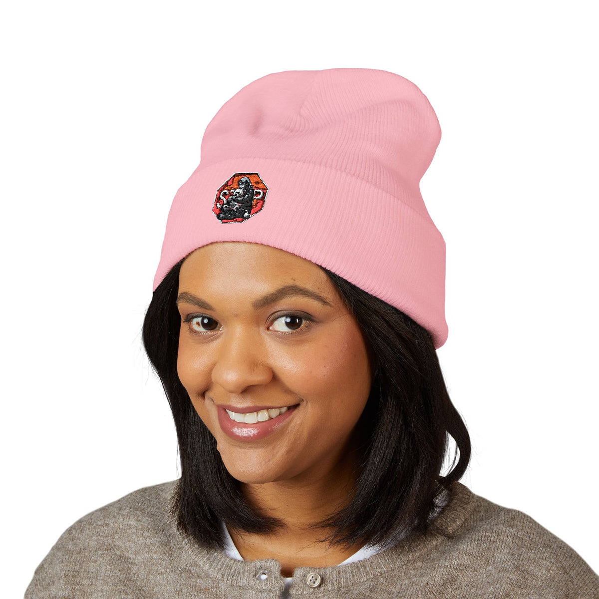 Embroidered Daruma Cuffed Beanie — Stop The Genocide Beenie Hat