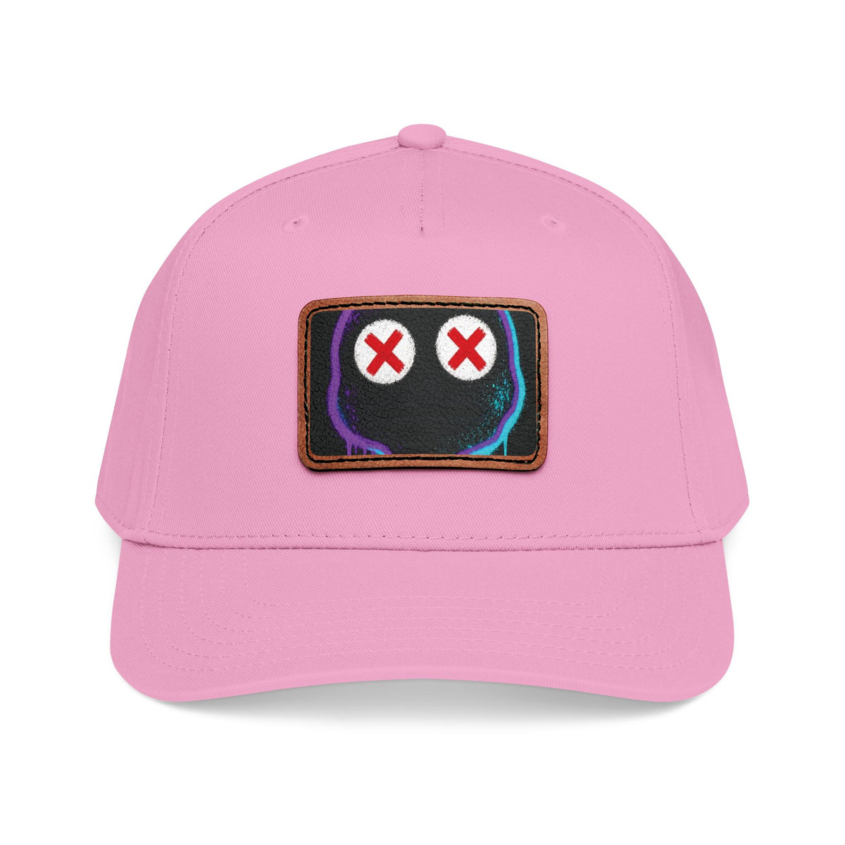 Leather Patch Baseball Cap — Neon Graffiti Face 7