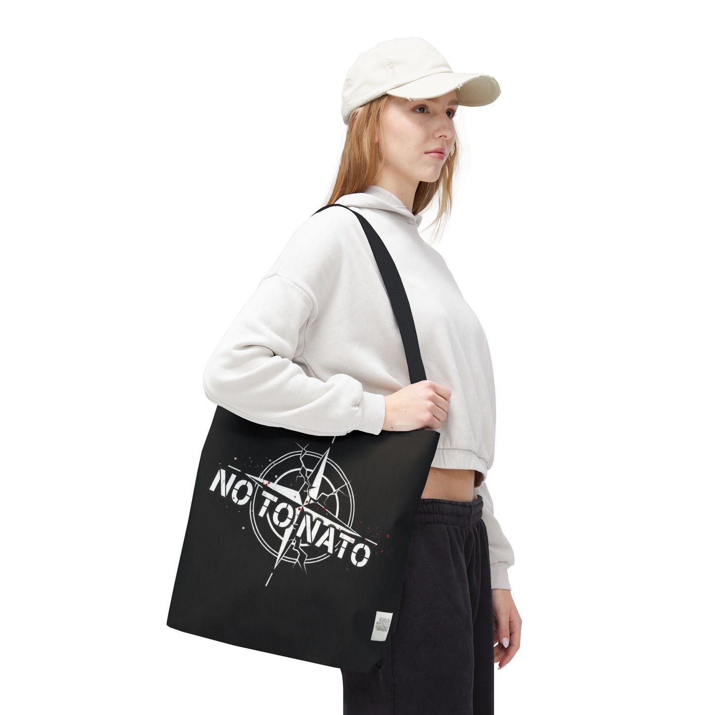 Bolso de mano negro NO A LA OTAN — Anti-OTAN inglés/ruso