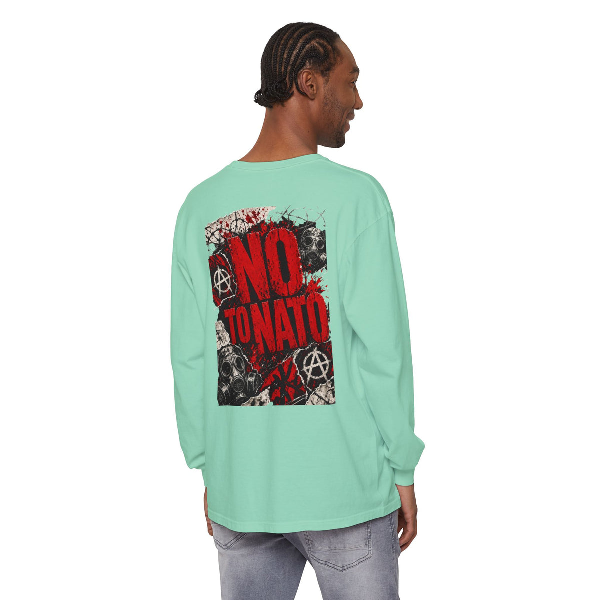 Protest Long Sleeve T‑Shirt — No To NATO Anarchist