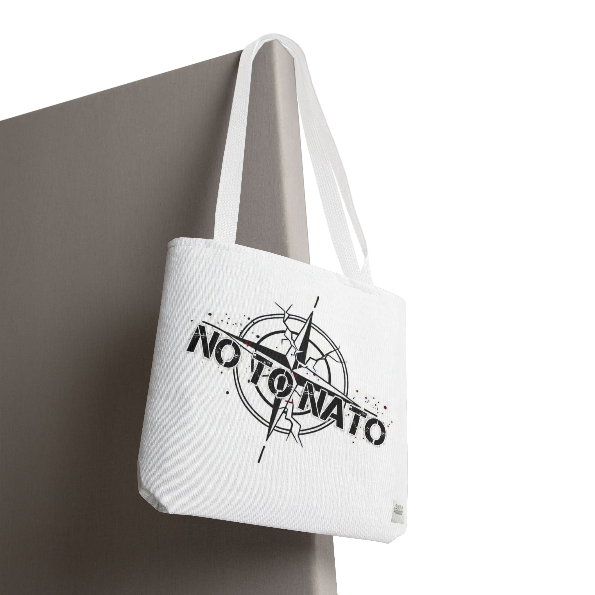 NO TO NATO White Tote Bag — Anti-NATO English/Russian