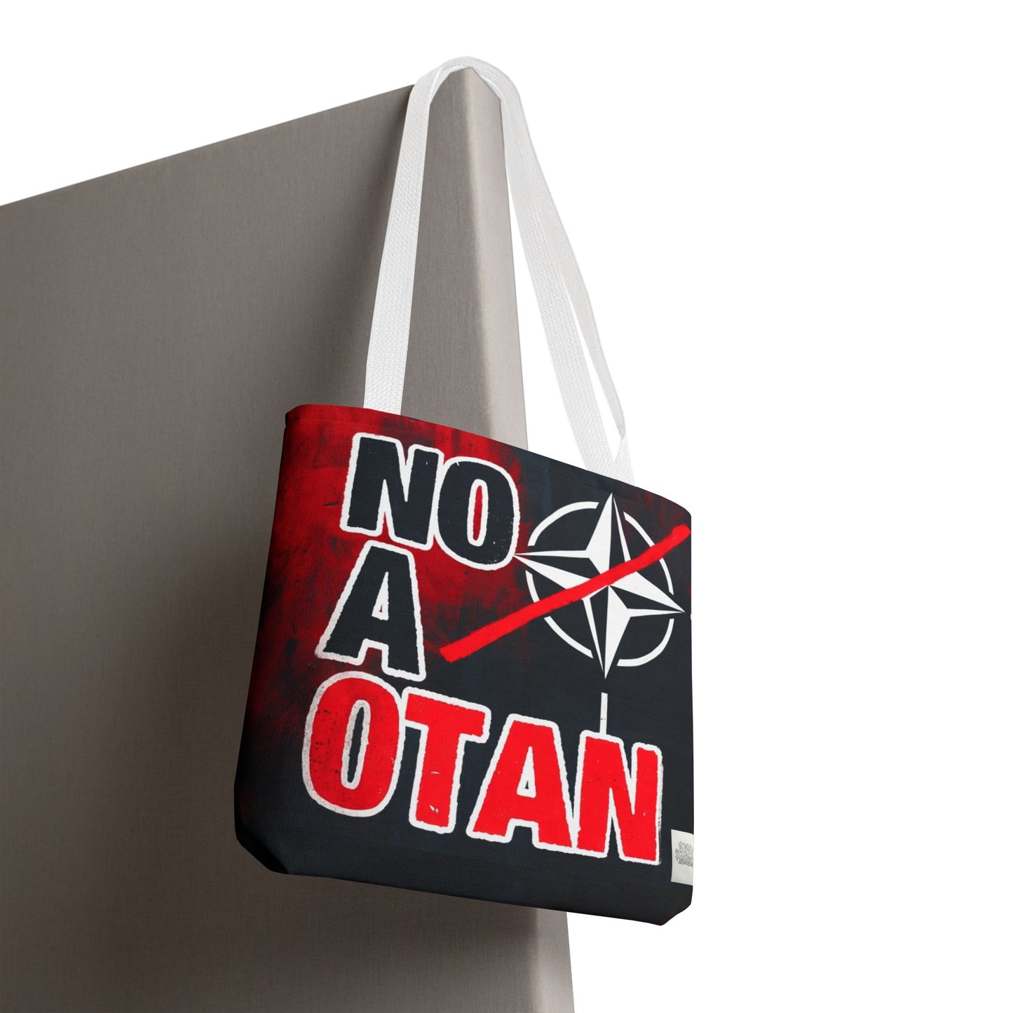 Bolso tote NO A OTAN negro/rojo — Anti-OTAN español/europeo