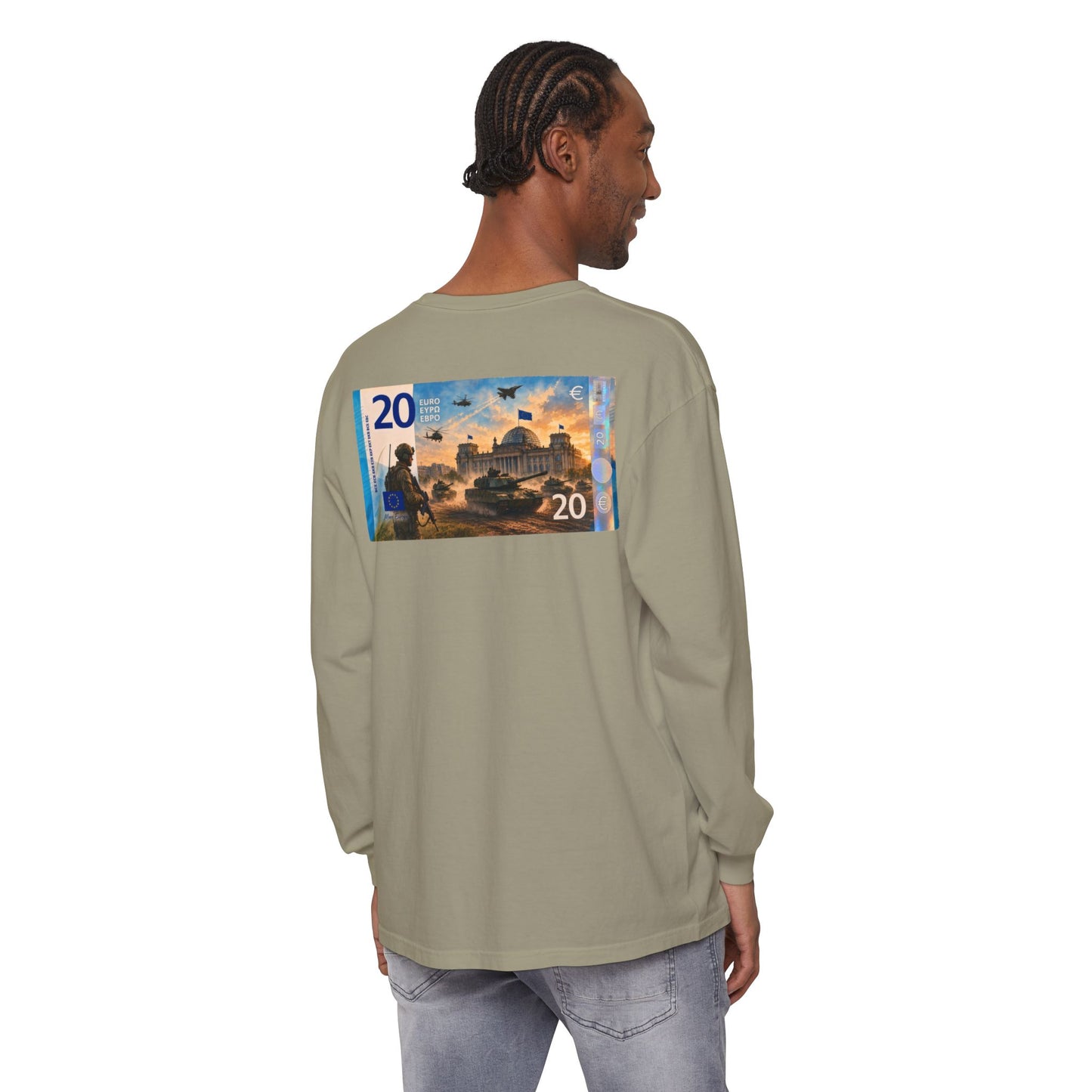 Long Sleeve Tee — More Europe 20euros Back Print