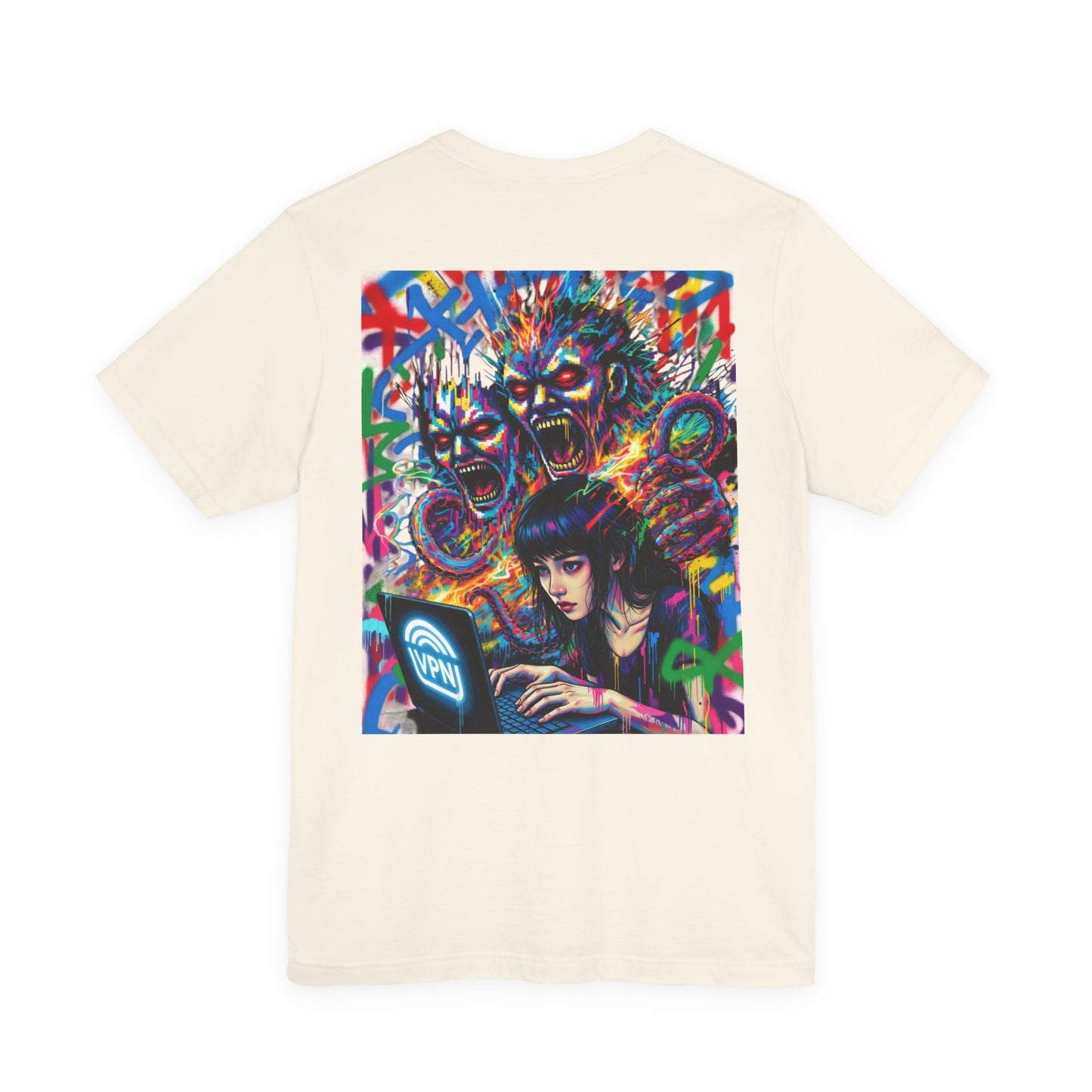 Print T‑Shirt — HACKER GIRL/DIGITAL SCREAM VPN