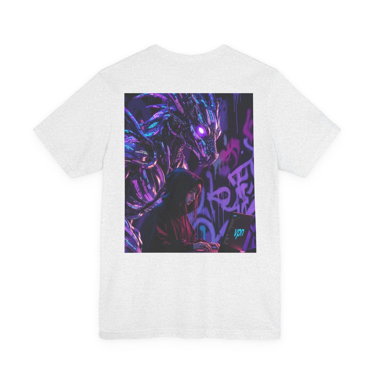 Back Print T‑Shirt — HACKER GIRL/DRAGON WATCHER VPN