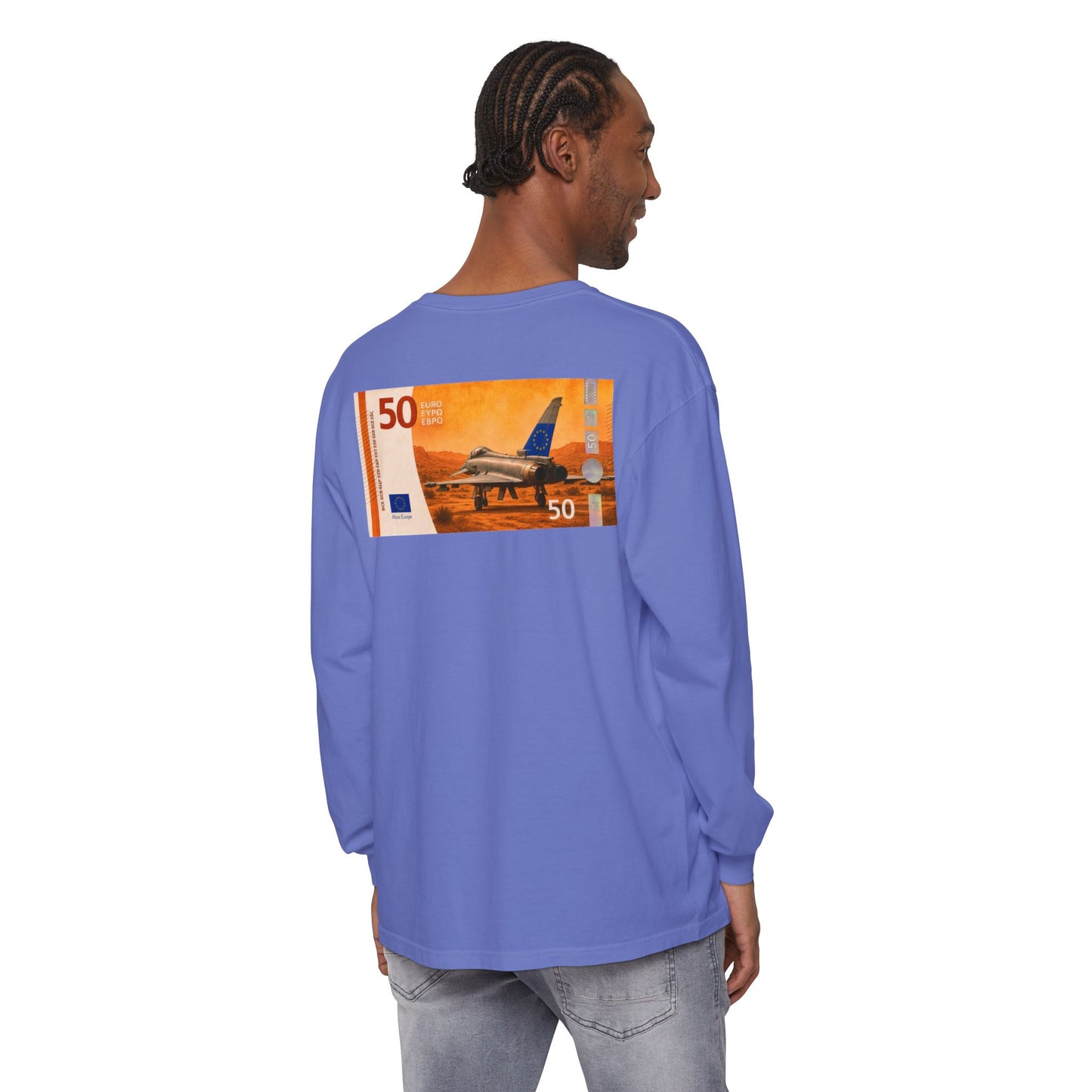 Long Sleeve Tee — More Europe 50euros Back Print