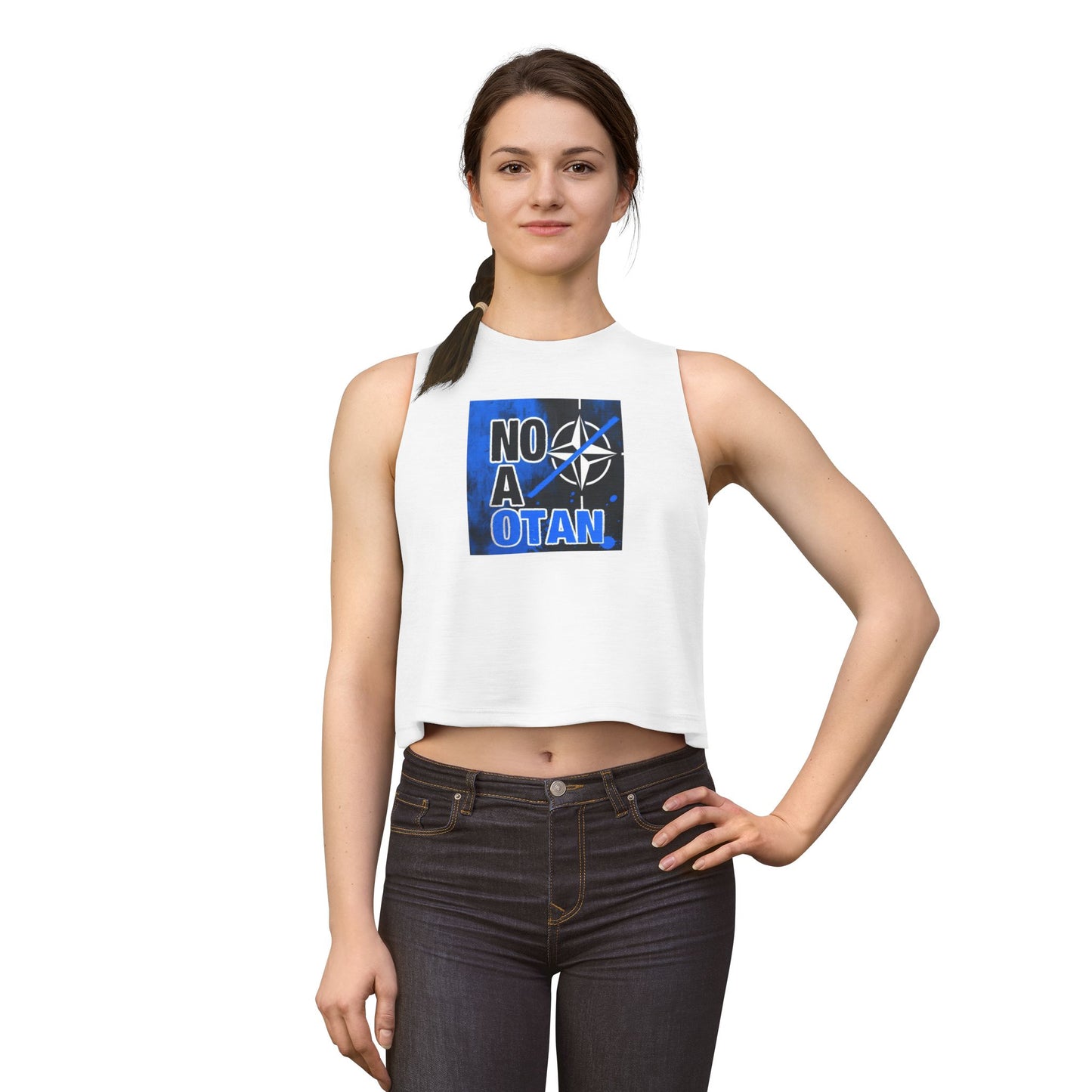 Crop Top — "NO A OTAN" Women's Blue/Spanish