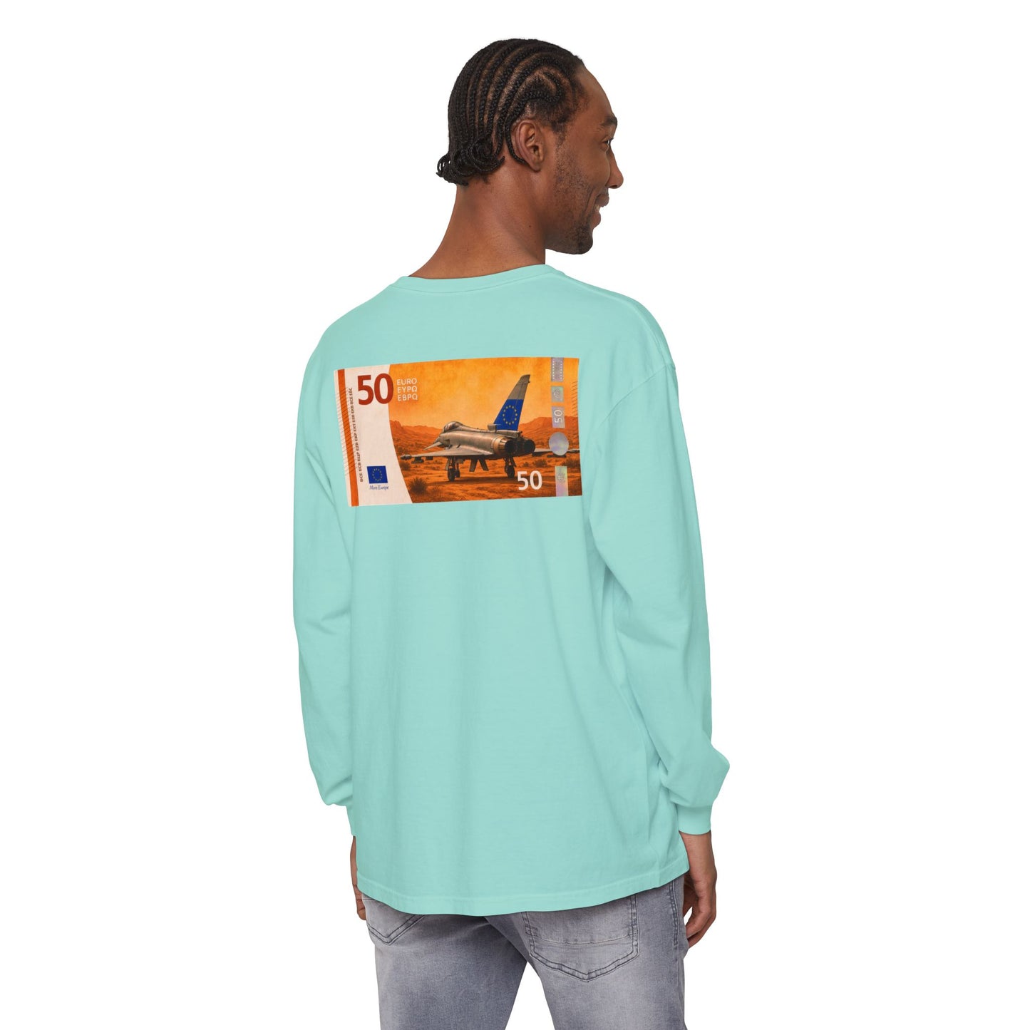 Long Sleeve Tee — More Europe 50euros Back Print