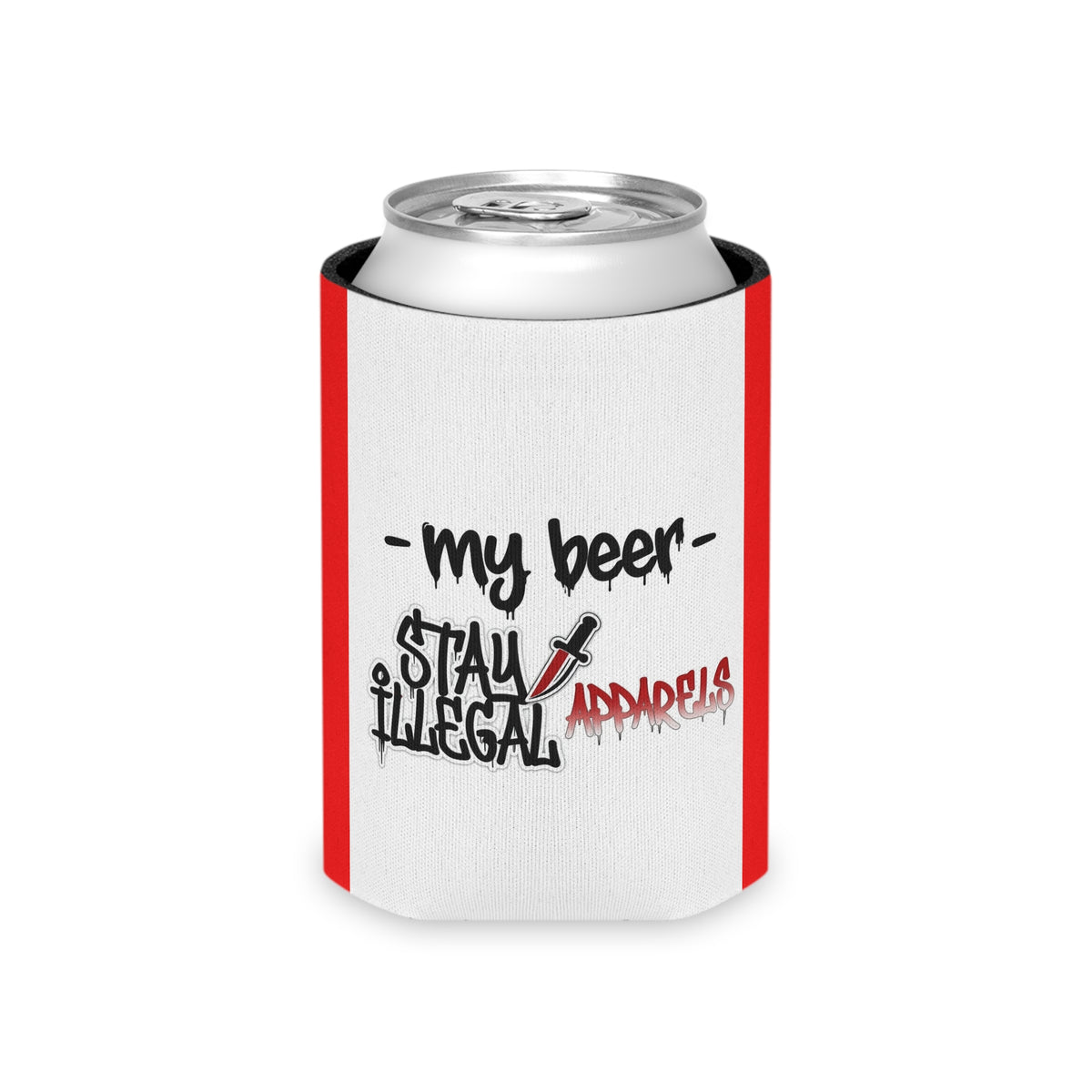 Illegal Can Cooler — “Not Beer" Red Accent Beer Cooler