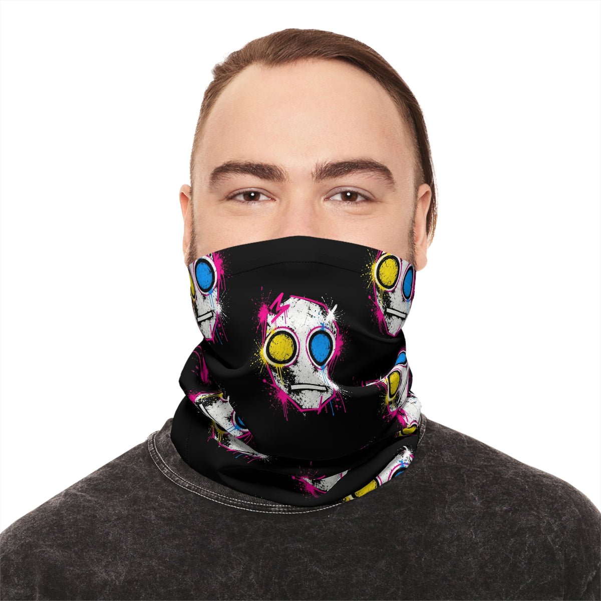 Lightweight Graffiti Neck Gaiter - Neon Face 5
