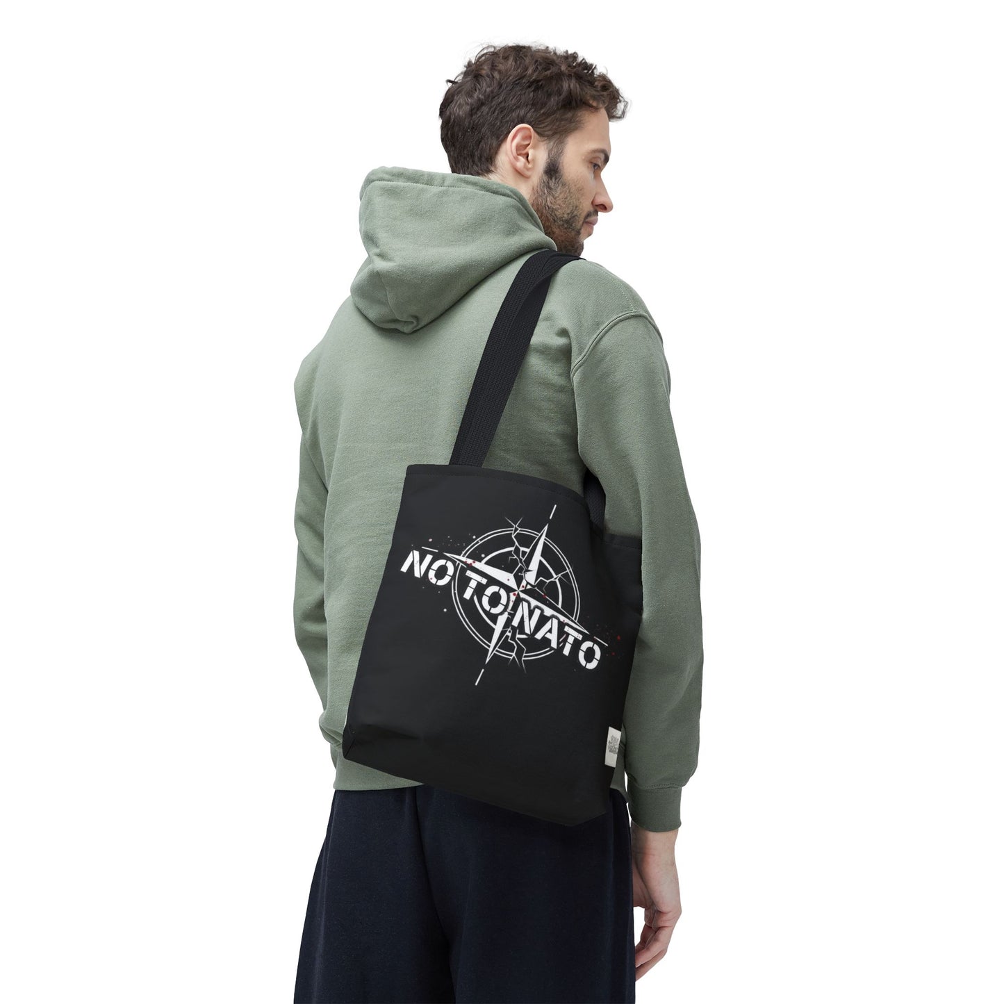 Bolso de mano negro NO A LA OTAN — Anti-OTAN inglés/ruso