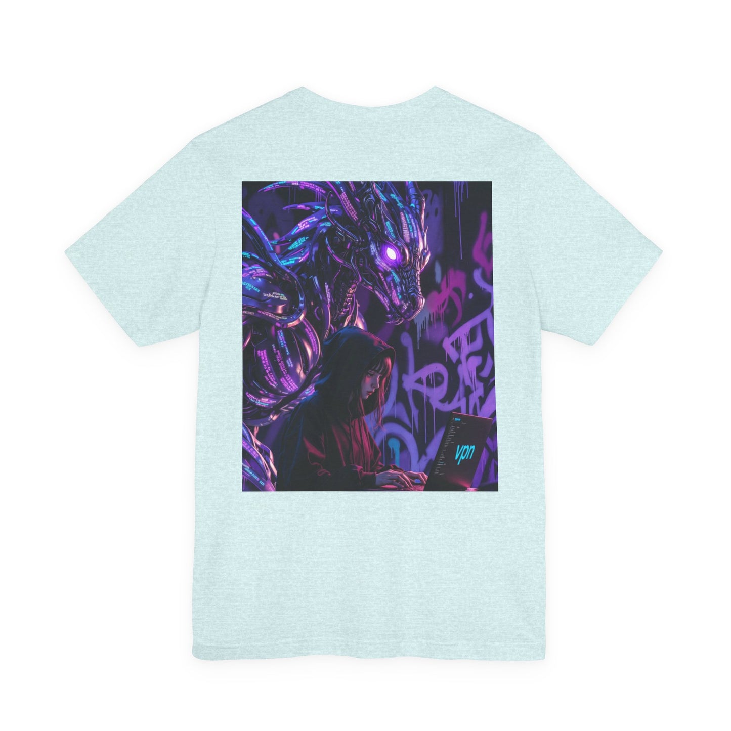 Back Print T‑Shirt — HACKER GIRL/DRAGON WATCHER VPN