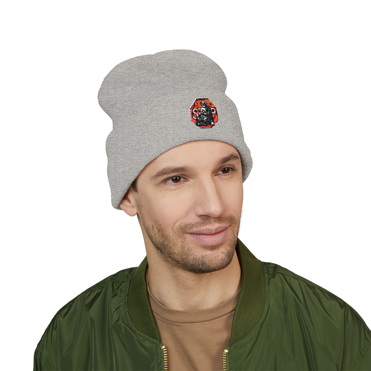 Embroidered Daruma Cuffed Beanie — Stop The Genocide Beenie Hat