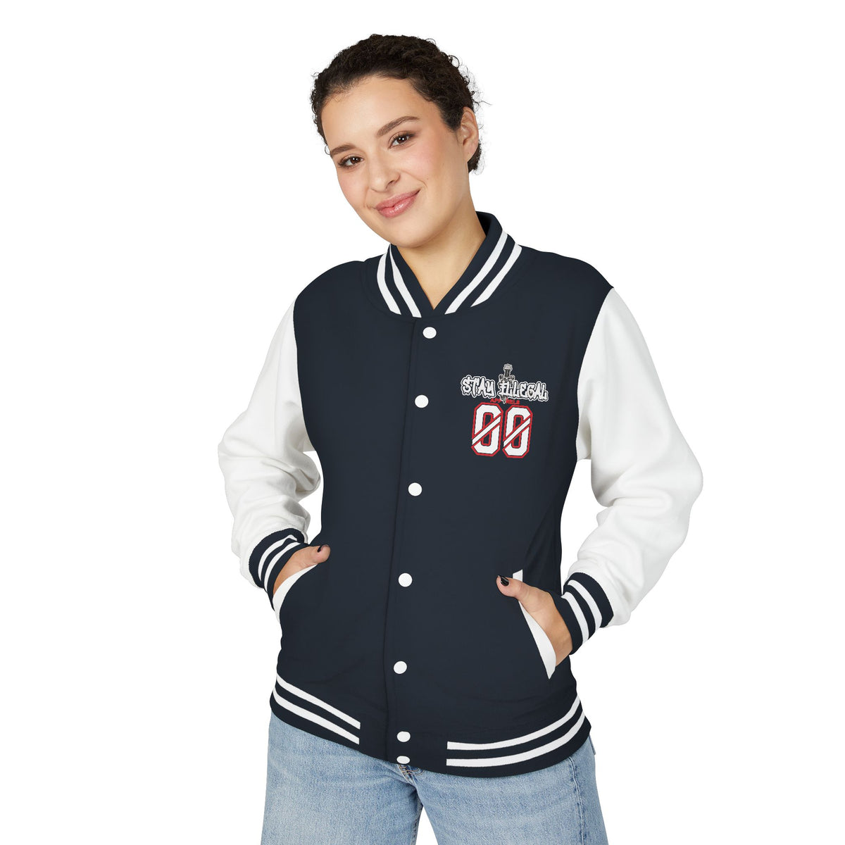 Stay Illegal Varsity Bomber Jacket - Calm Like a Bomb 00 (Plain-Sleeve)