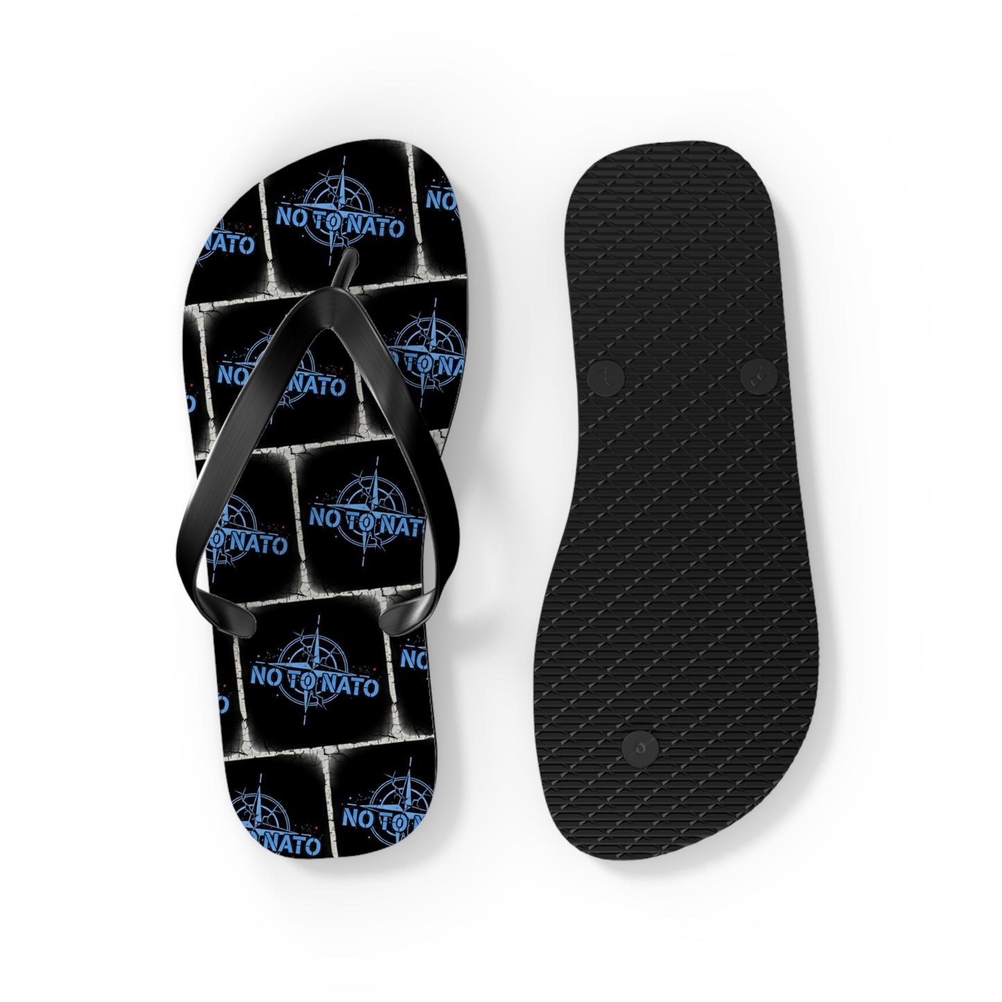 NO TO NATO Flip Flops – Blue Tile Protest
