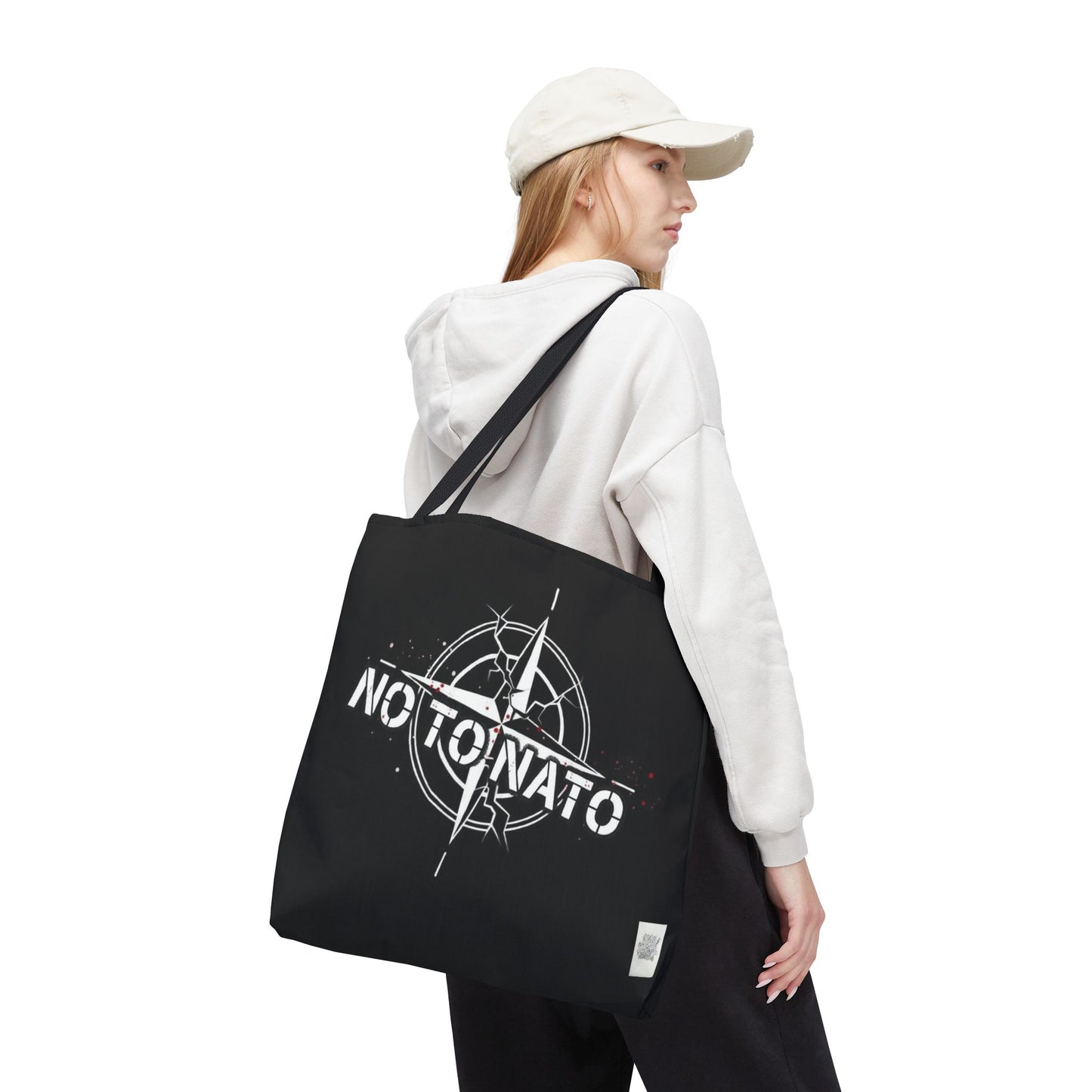 Bolso de mano negro NO A LA OTAN — Anti-OTAN inglés/ruso