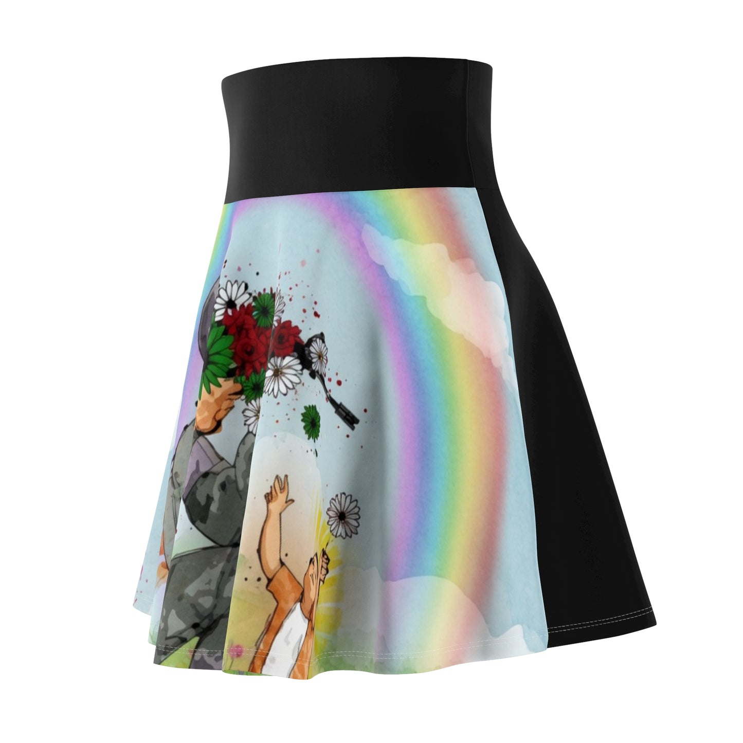 Women's Skater Skirt — Flower Shooting Rainbow