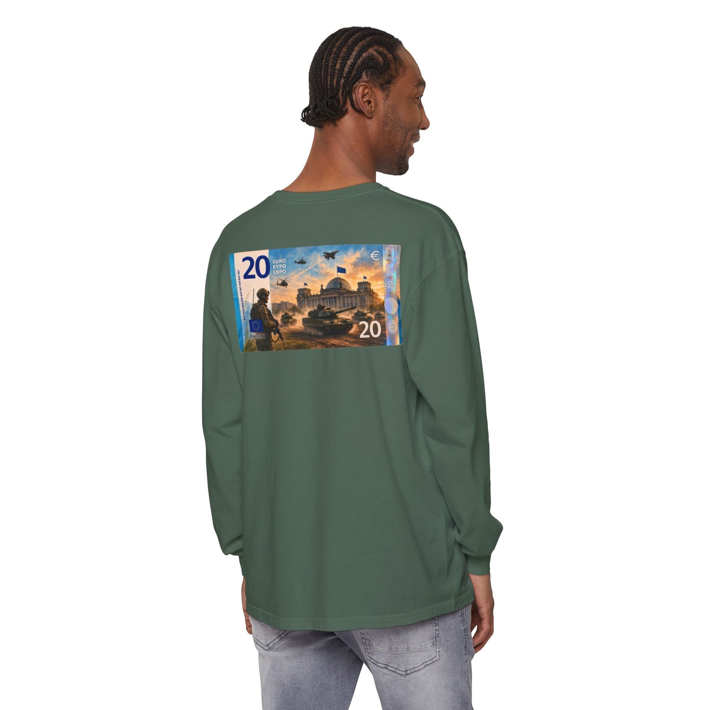 Long Sleeve Tee — More Europe 20euros Back Print