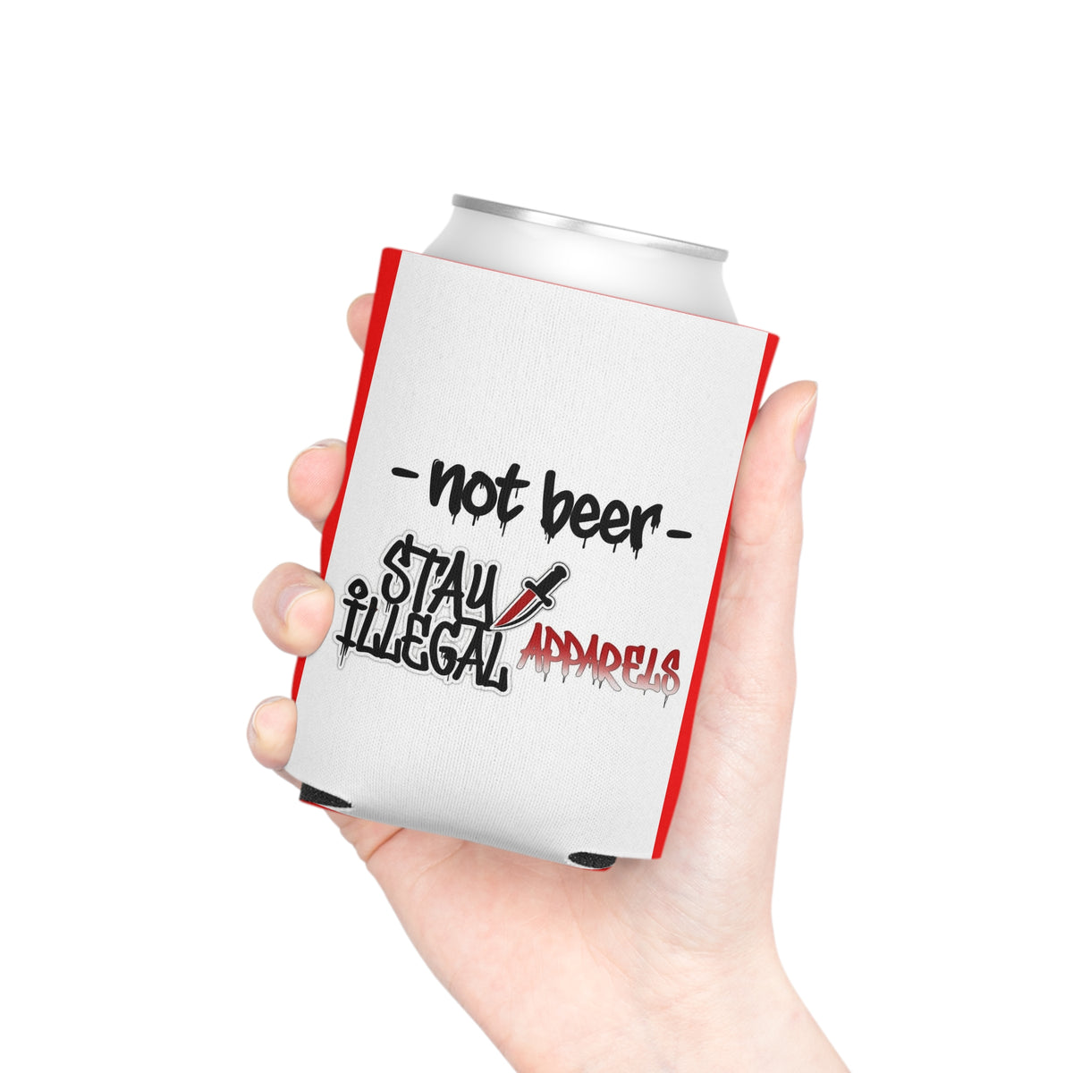 Illegal Can Cooler — “My Beer" Red Accent Beer Cooler