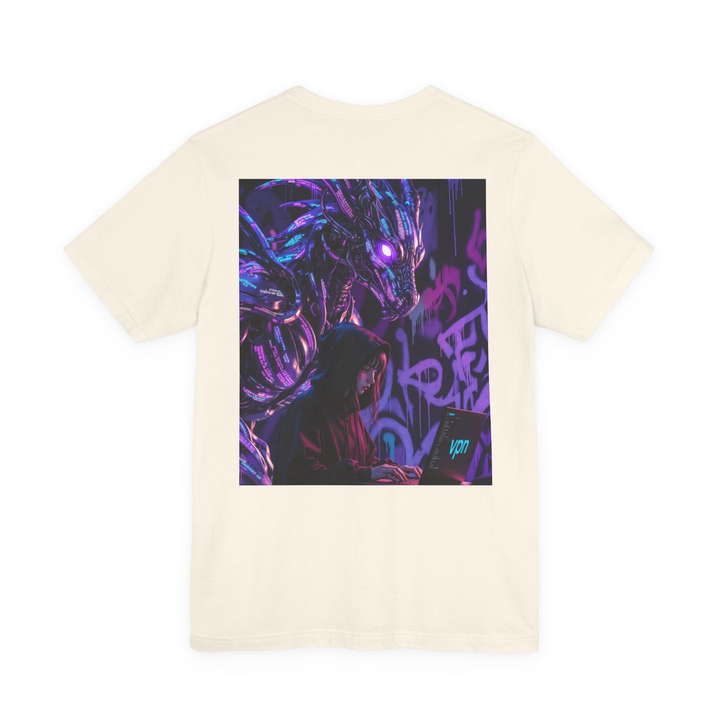Back Print T‑Shirt — HACKER GIRL/DRAGON WATCHER VPN