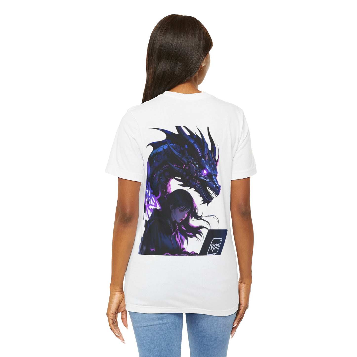 Back Print T‑Shirt — HACKER GIRL/DRAGON TEETH VPN