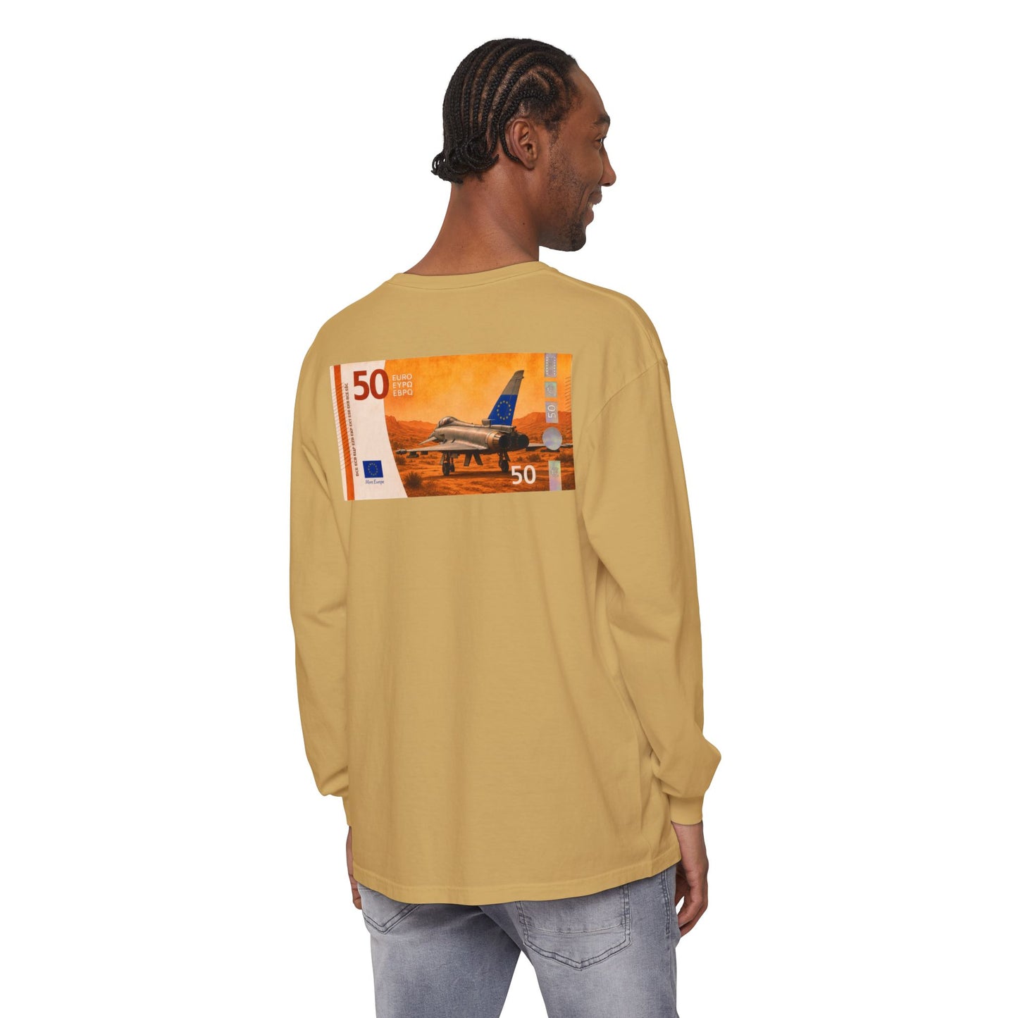 Long Sleeve Tee — More Europe 50euros Back Print