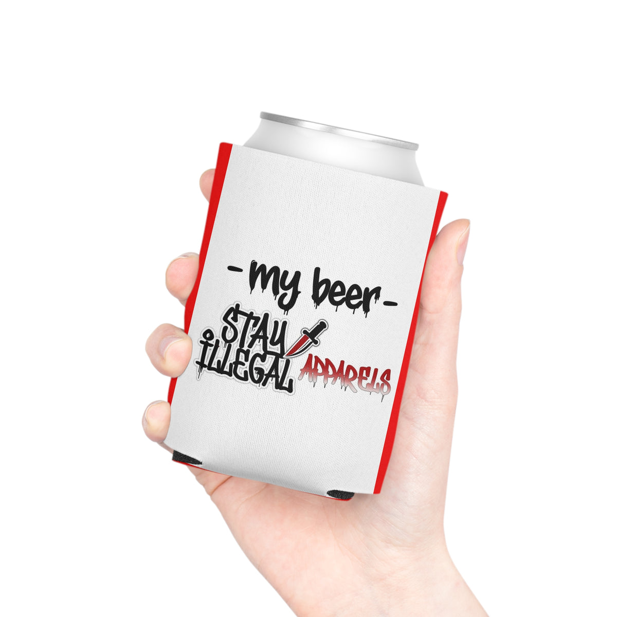 Illegal Can Cooler — “Not Beer" Red Accent Beer Cooler
